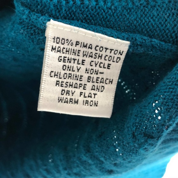 Talbots Petites Sweater Teal Womens Medium Cardigan Pima Cotton Button Up - Picture 8 of 11